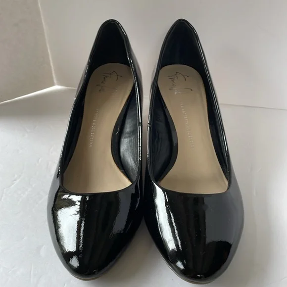 Franco Sarto shoes size 10 black patent leather wedge - Picture 2 of 10